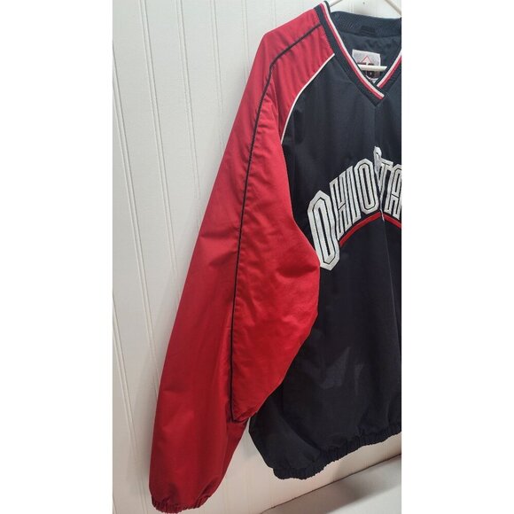 Ohio State Buckeyes Pullover Jacket XXLarge V-Neck Black & Red Embroidered Logo - Picture 2 of 9